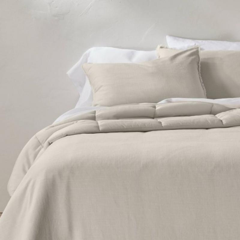 Heavyweight linen blend comforter set Queen