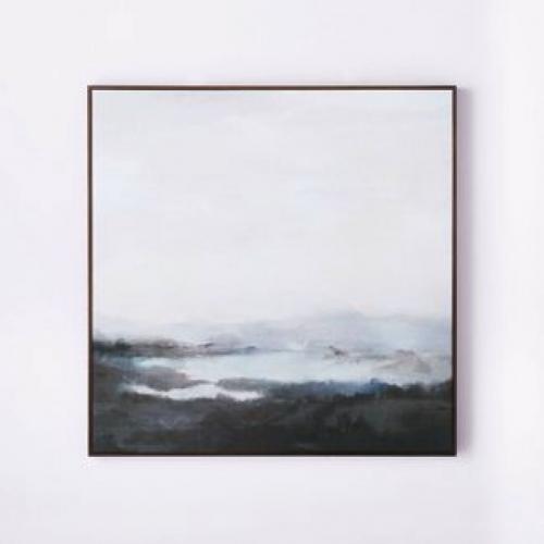36 x 36 Dreary Abstract Landscape Framed Wall Canvas designed with Studio McGee