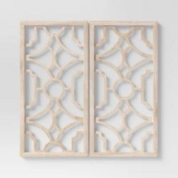 Set of 2 Wood Lattice Wall Hanging Brown - Threshold