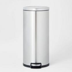 30L Round Step Trash Can Silver - Brightroom