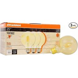 Sylvania 25W Vintage 3 Pk Amber Glow LED, Brightness 200 lumens, Edition 1901