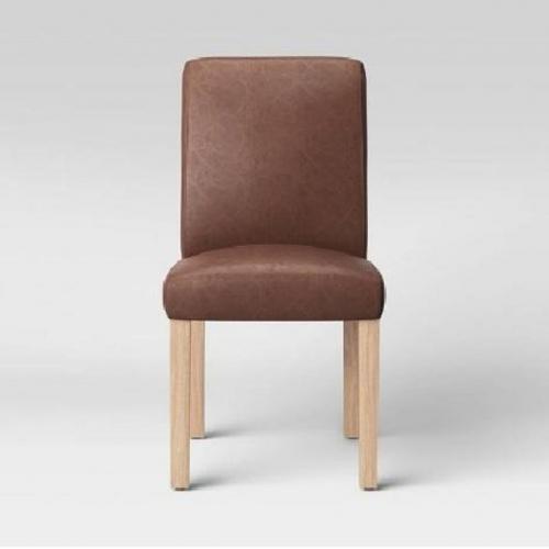 Graham Upholstered Parsons Dining Chair Faux Leather Brown - Threshold
