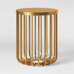 Kibara Cage Accent Table Brass