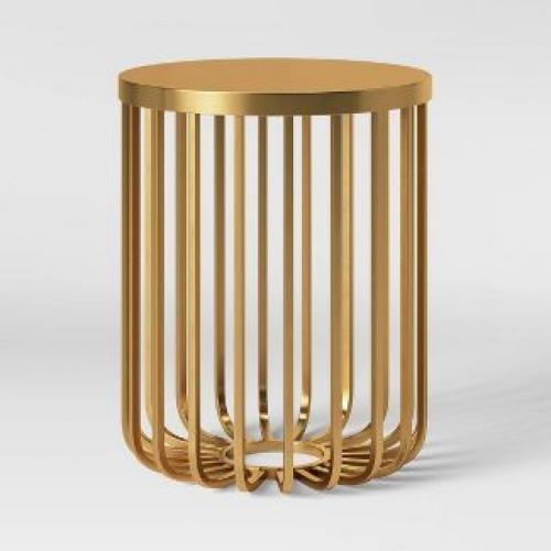 Kibara Cage Accent Table Brass