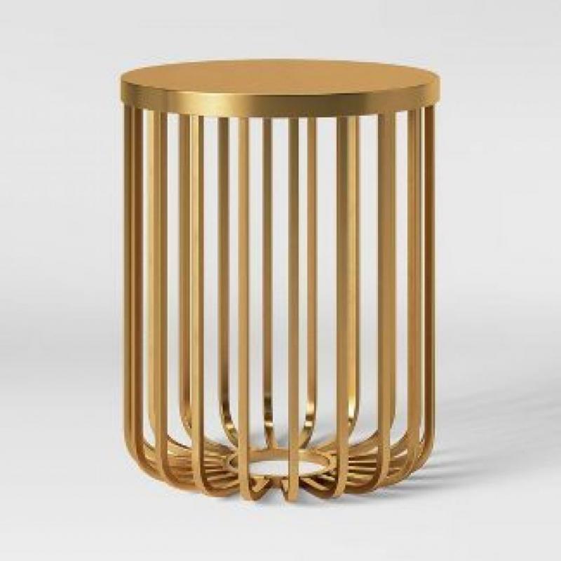 Kibara Cage Accent Table Brass