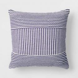 Woven Oversized Outdoor Throw Pillow Woven Mixed Stripe Blue