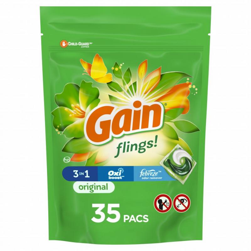 Gain Flings Moonlight Breeze Laundry Detergent Pacs Capsules