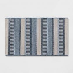 30 x 50 Stripe Outdoor Rug Navy/Ivory - Threshold