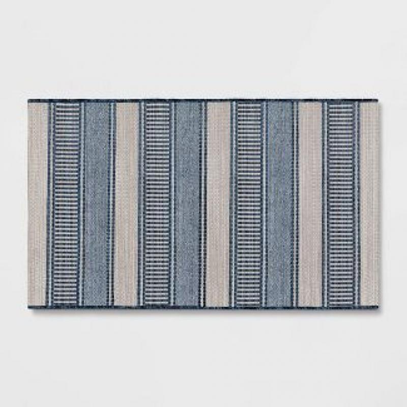 30 x 50 Stripe Outdoor Rug Navy/Ivory - Threshold