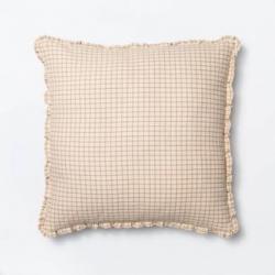 Oversized Mini Windowpane Square Throw Pillow Cream/Mauve - Threshold