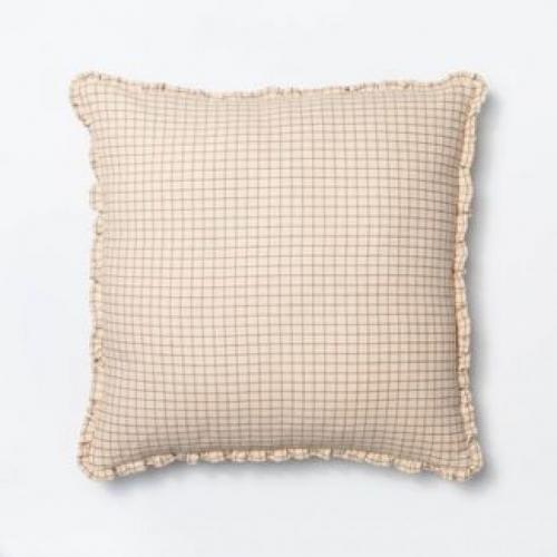 Oversized Mini Windowpane Square Throw Pillow Cream/Mauve - Threshold