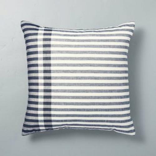 24 x 24 Contrast Edge Stripe Oversized Throw Pillow Gray/Blue - Hearth & Hand with Magnolia