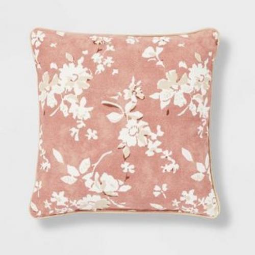 Floral Printed Square Throw Pillow Rose - Threshold