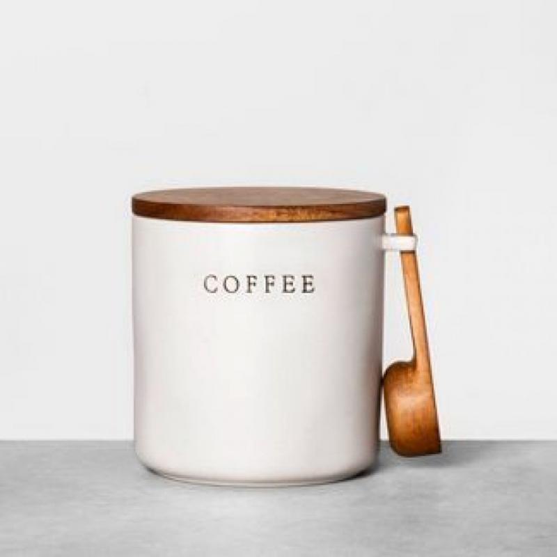 Stoneware Coffee Canister with Wood Lid & Scoop