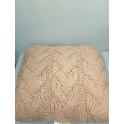 Oversized Chunky Cable Knit Square Throw Pillow Blush - Threshold