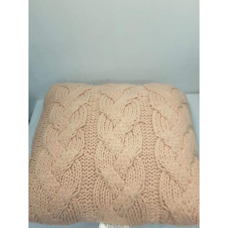 Oversized Chunky Cable Knit Square Throw Pillow Blush - Threshold