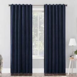 96x50 Amherst Velvet Noise Reducing Thermal Back Tab Extreme 100% Blackout Curtain Panel Dark Blue - Sun Zero