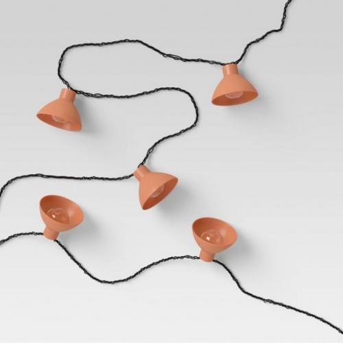 10ct Incandescent Mini Lights with Globes Hoods Tan - Black Wire - Project 62