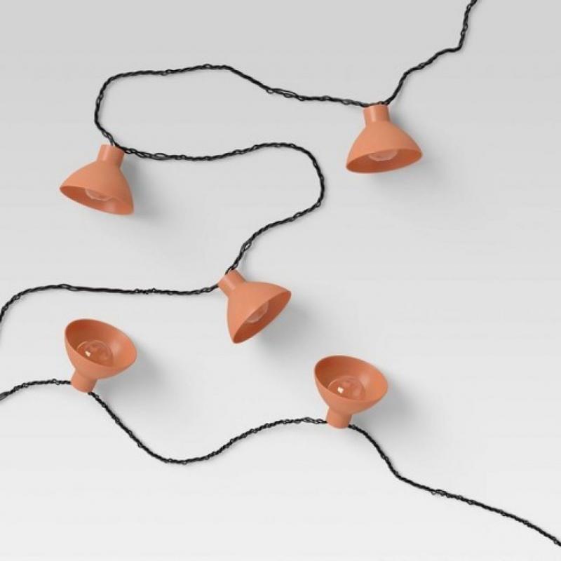 10ct Incandescent Mini Lights with Globes Hoods Tan - Black Wire - Project 62