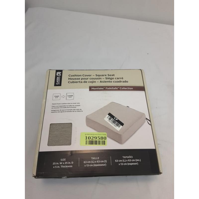 25 x 25 x 5 Montlake Water-Resistant Patio Seat Cushion Slip Cover Heather Gr