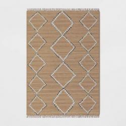 7' x 10' Soft Moroccan Tapestry Double Knot Fringe Outdoor Rug Neutral