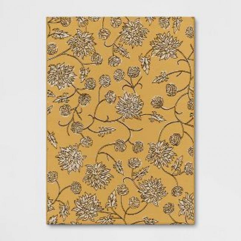 5' x 7' Dahlia Vine Outdoor Rug Yellow