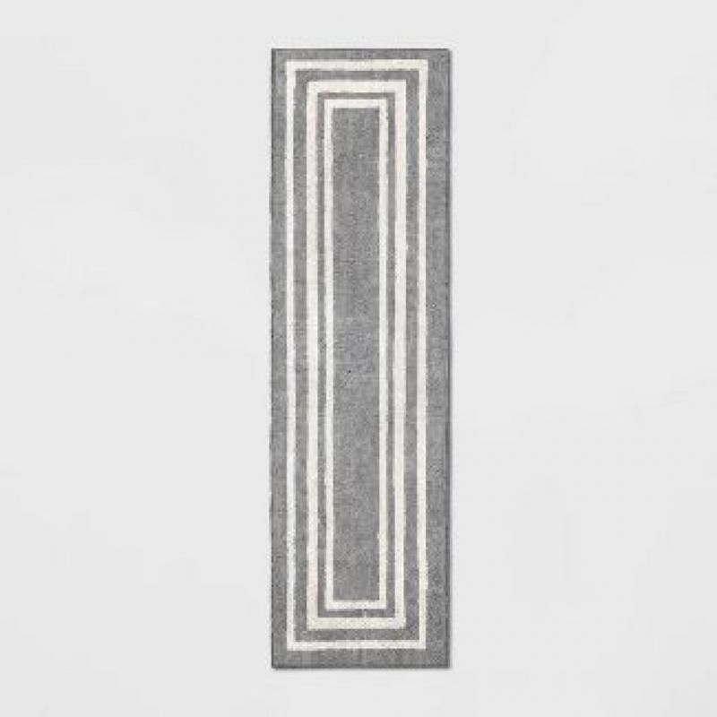 2'x7' Tetra Border Runner Gray/Ivory - Threshold