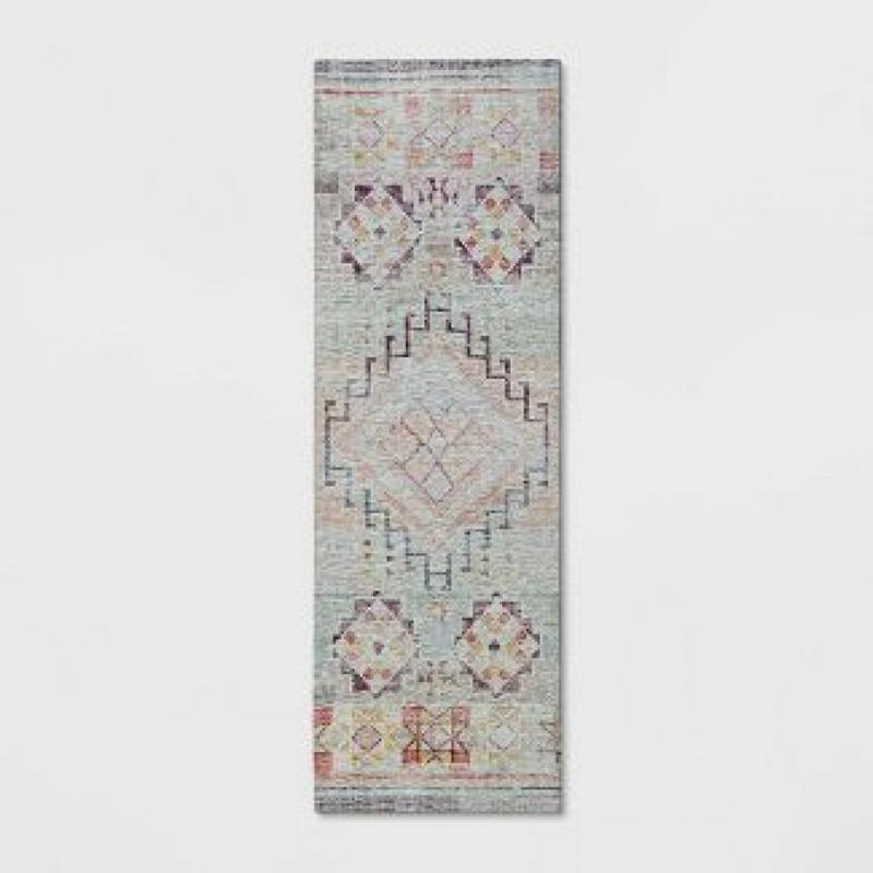 2'4 x 7' Runner Bromelia Distressed Geo Persian Rug Blush - Opalhouse™