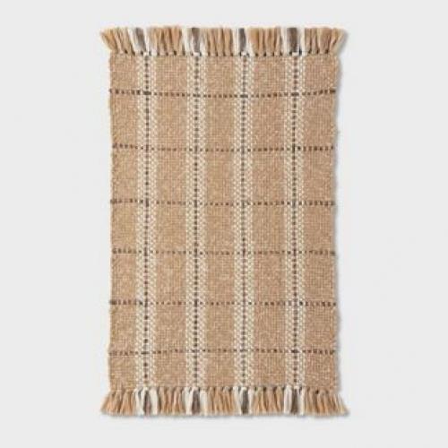 2'1x3'2 Indoor/Outdoor Scattered Rug Tan - Threshold designed with Studio McGee