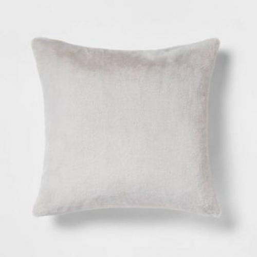 Faux Rabbit Fur Throw Pillow Gray - Threshold™