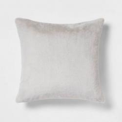 Oversized Faux Rabbit Fur Square Throw Pillow Gray - Threshold