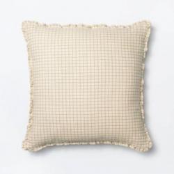 Oversized Mini Windowpane Square Throw Pillow Cream/Taupe - Threshold