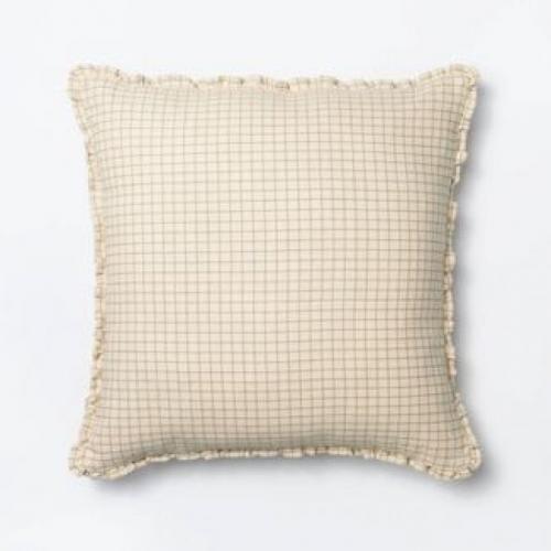 Oversized Mini Windowpane Square Throw Pillow Cream/Taupe - Threshold