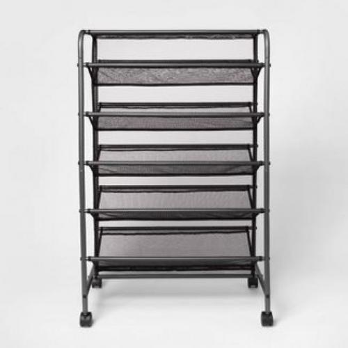 Double Sided Rolling Shoe Rack Black - Room Essentials