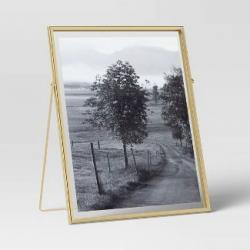 9.625 x 11.25 Float to 8 x 10 Linear Metal Easel Single Image Frame Brass