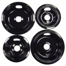 Range Kleen 4pc Porcelain Drip Pan Set Black