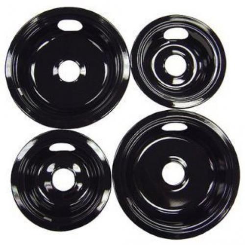 Range Kleen 4pc Porcelain Drip Pan Set Black