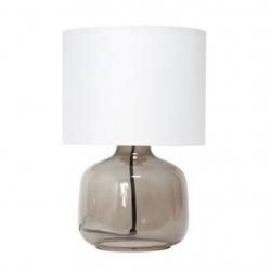 Glass Table Lamp with Fabric Shade White