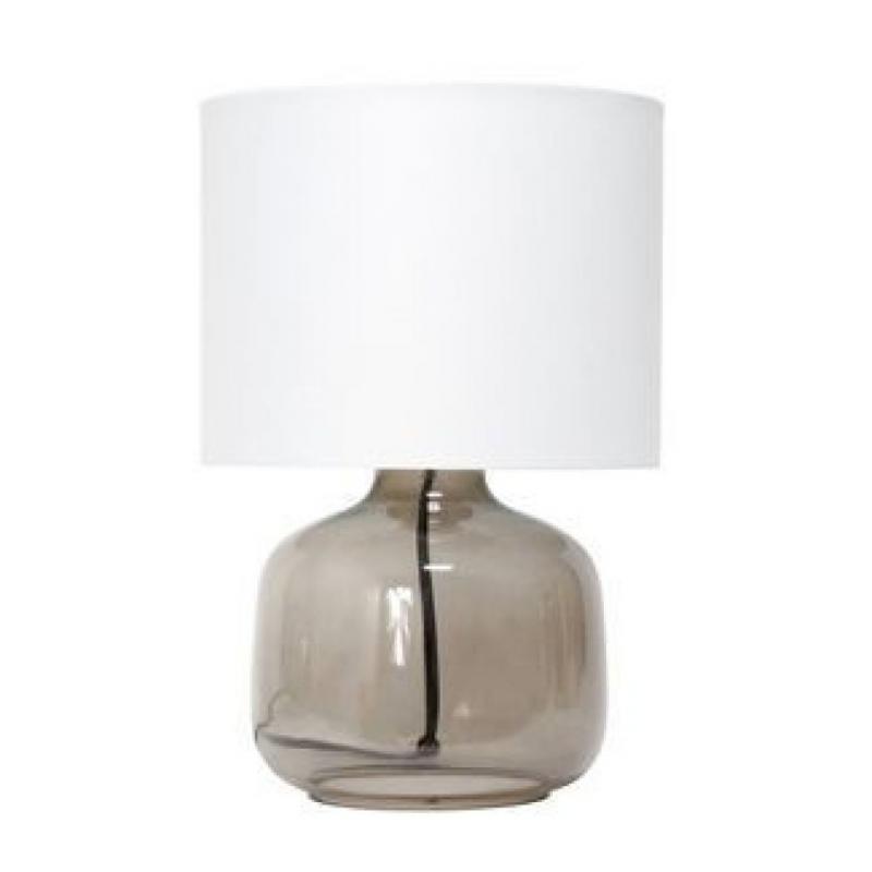 Glass Table Lamp with Fabric Shade White