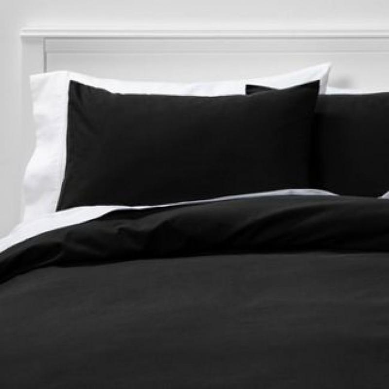 Easy-Care Duvet Cover & Sham Set Black - Room Essentials