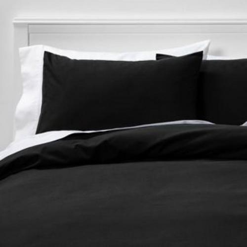 Easy-Care Duvet Cover & Sham Set Black - Room Essentials