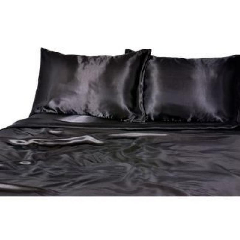 Twin Sheet Set- Luxury Satin Color Black