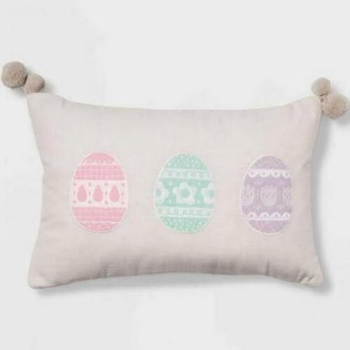 Spritz embroidered Easter egg throw Pillow Home Decor 12 X 18 natural / pastel