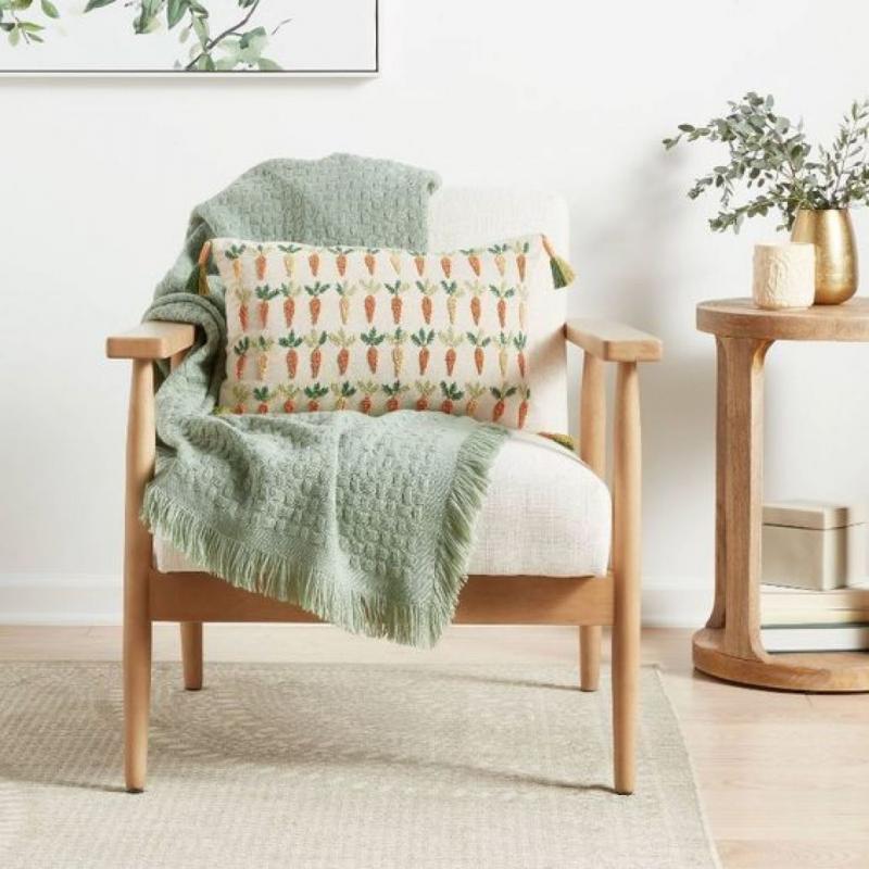 Carrots Lumbar Throw Pillow Cream/Orange