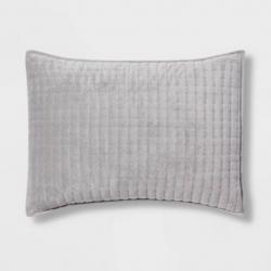 Standard Velvet Solid Quilt Sham Gray - Threshold