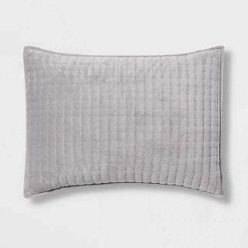 Standard Velvet Solid Quilt Sham Gray