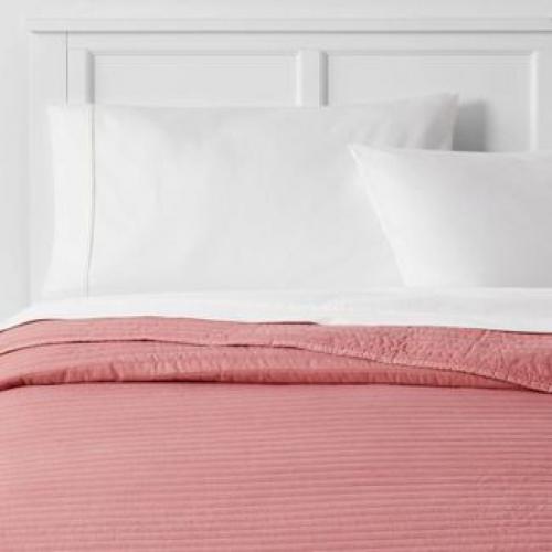 Twin/Twin Extra Long Garment Washed Microfiber Quilt Pink
