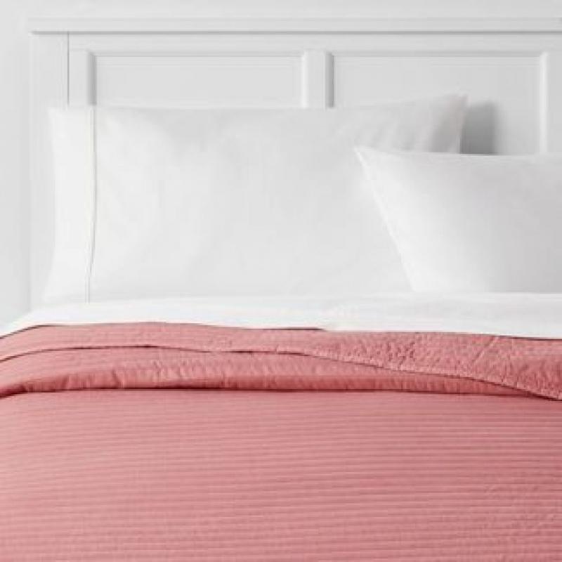 Twin/Twin Extra Long Garment Washed Microfiber Quilt Pink