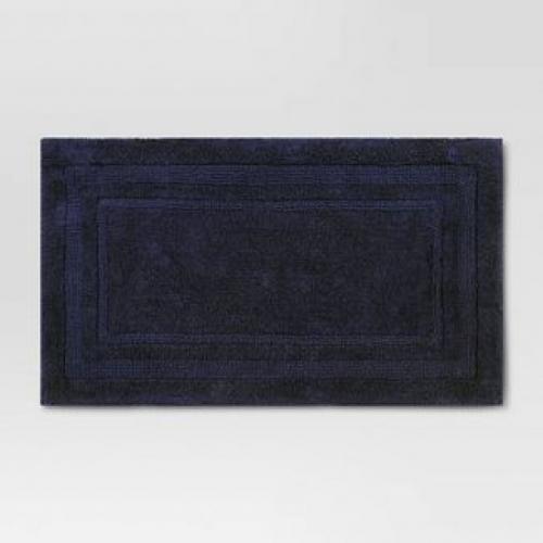 20x34 Performance Cotton Reversible Bath Rug Navy Blue - Threshold