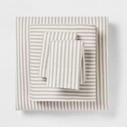 Queen Fall Flannel Patterned Sheet Set Gray Stripe - Threshold (Please be advised that sets may be missing pieces or otherwise incomplete.)